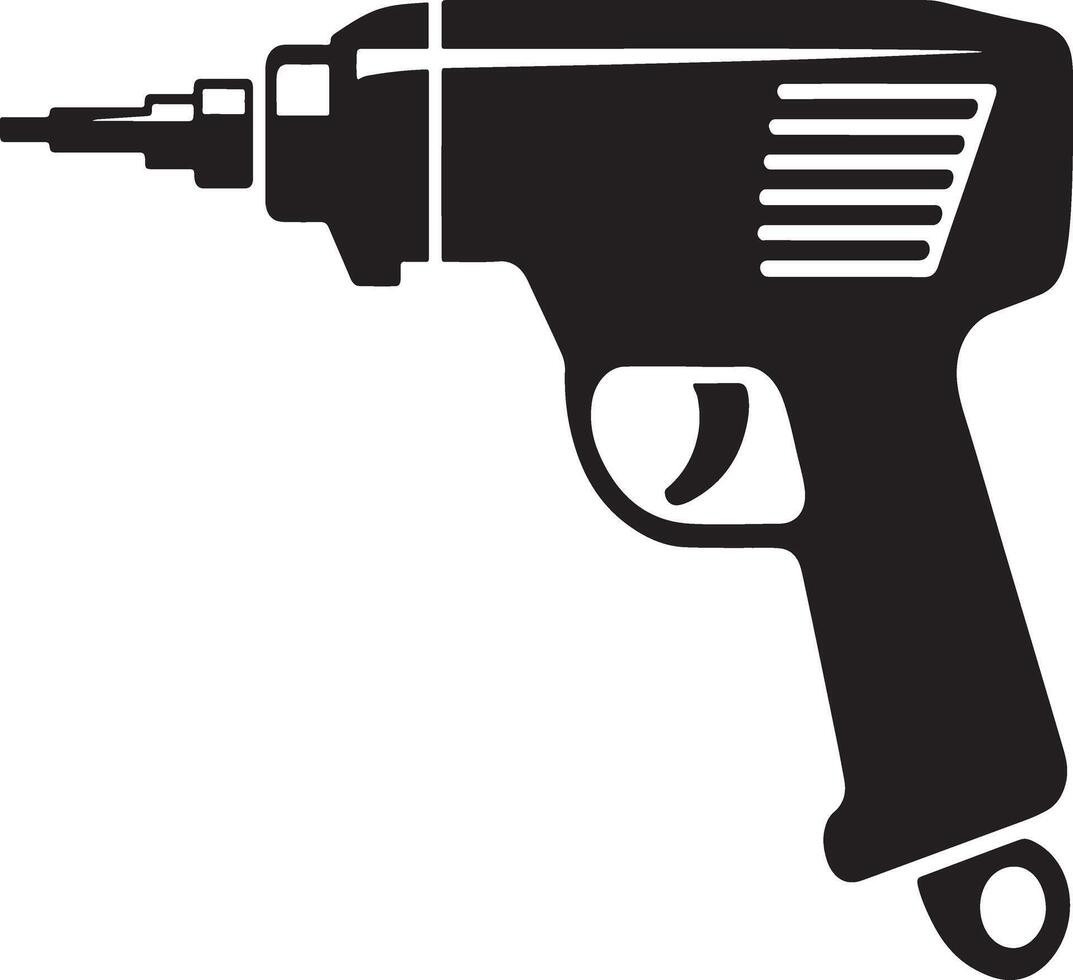 Black and white illustration of a cordless drill tool vector