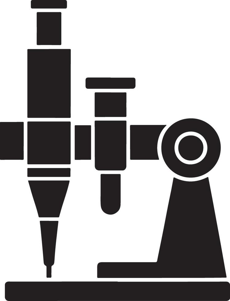 Microscope icon black silhouette illustration for science technology laboratory research vector