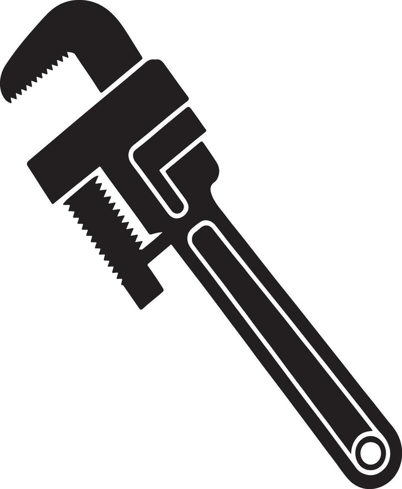 Pipe wrench silhouette icon tool repair maintenance silhouette. vector