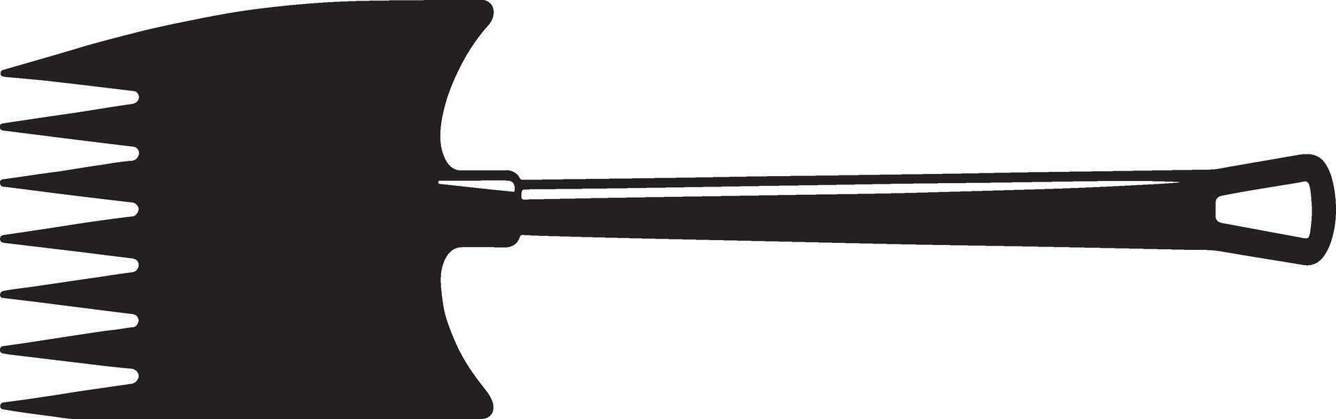 Black and white illustration of a comb axe vector