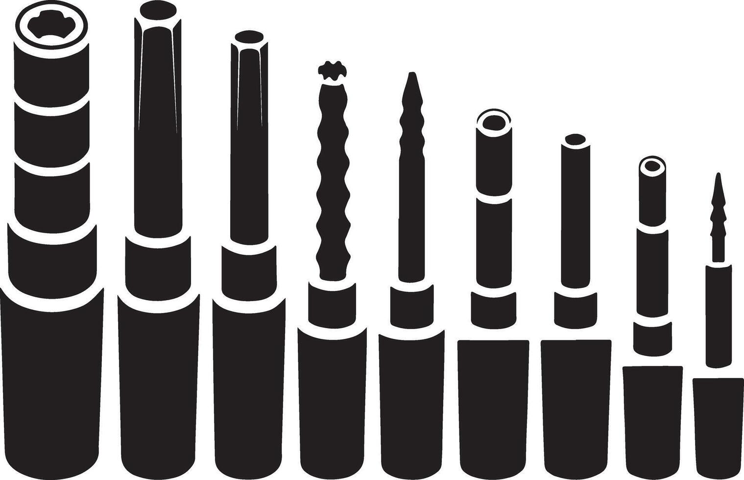 Collection of various screwdriver bits and attachments for tools vector