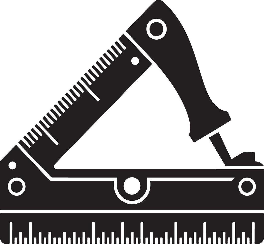 Black and white illustration of a folding combination square tool vector