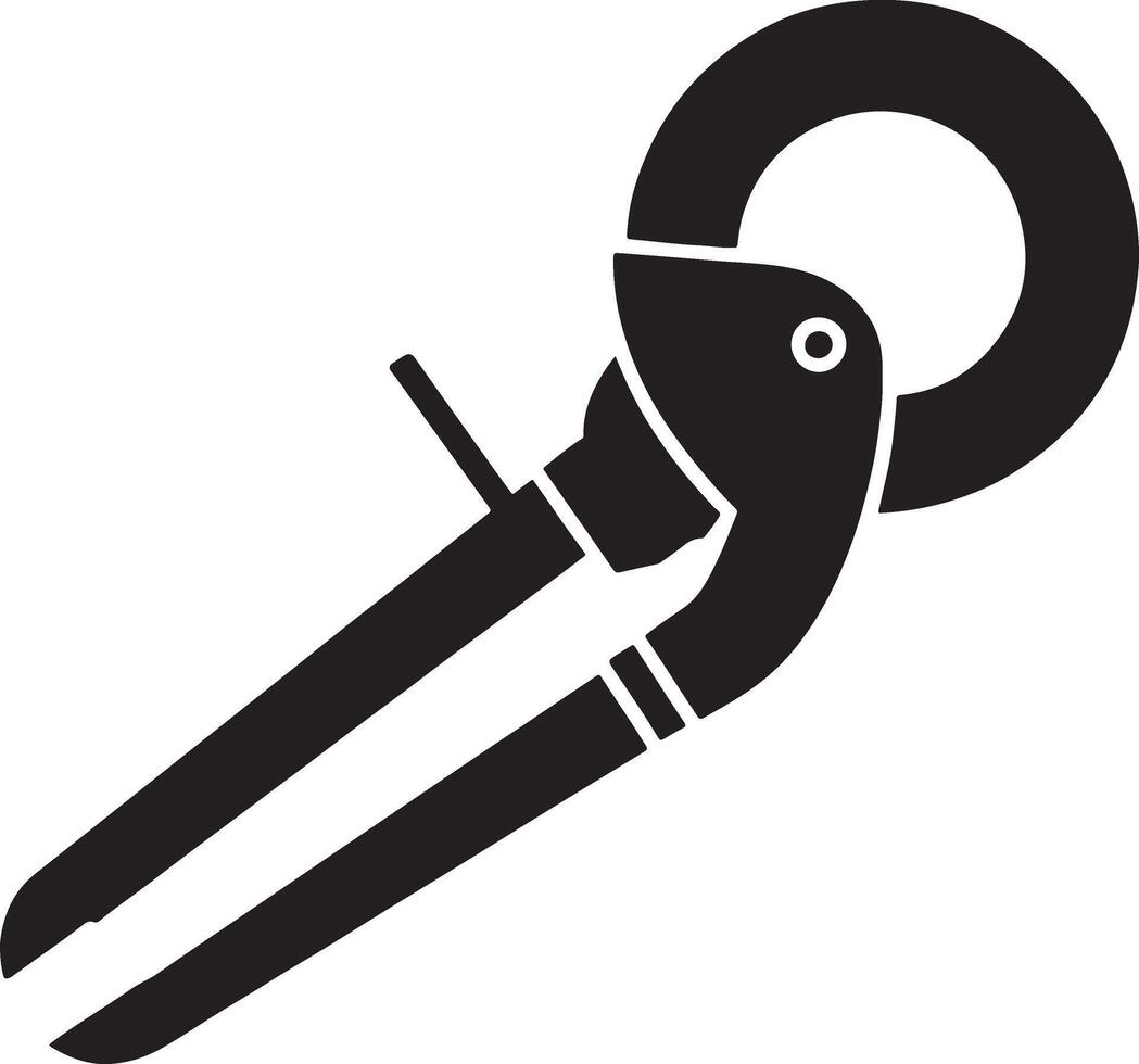 Black and white icon of a pipe wrench for plumbing repair vector