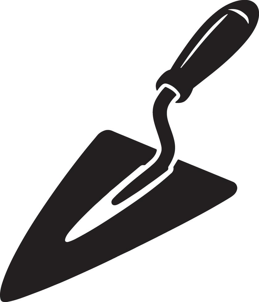 Black and white illustration of a trowel construction tool vector