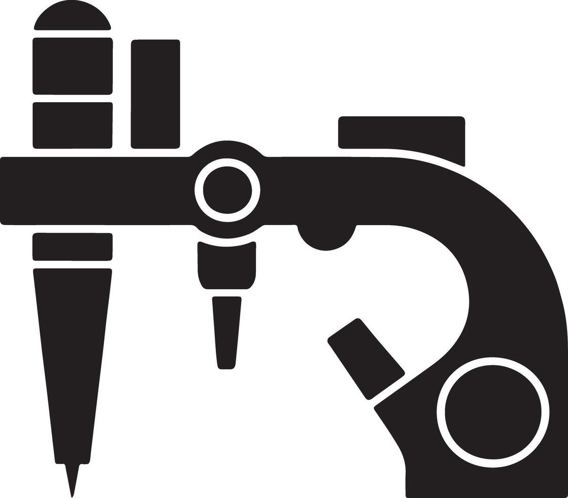 Silhouette icon of a modern advanced microscope for scientific research and analysis vector
