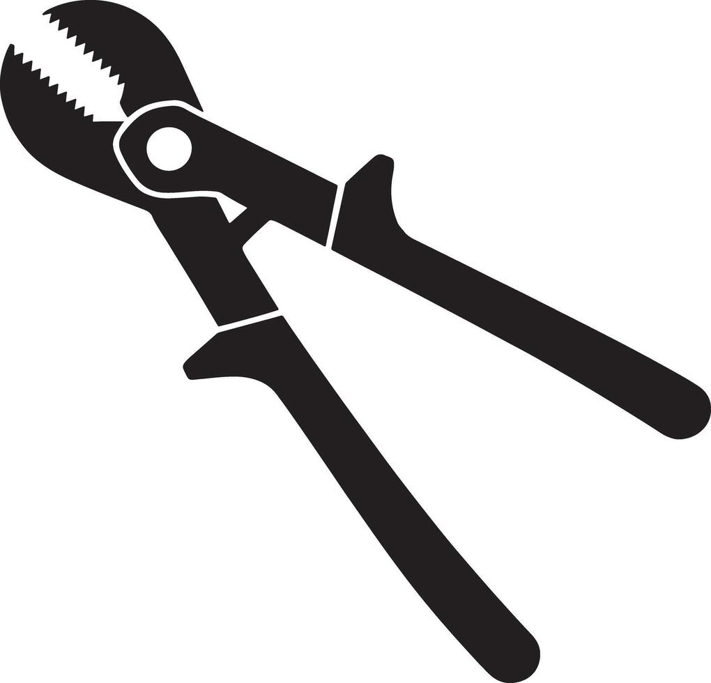 Black and white silhouette of a pair of slip joint pliers vector
