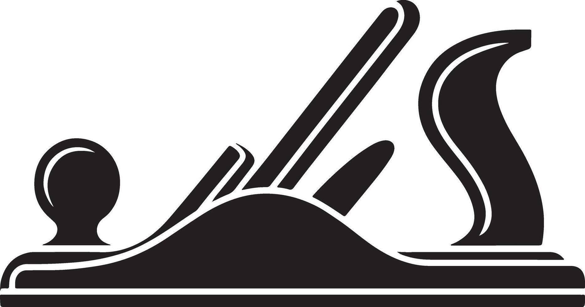Black and white illustration of a classic wood hand plane tool. vector