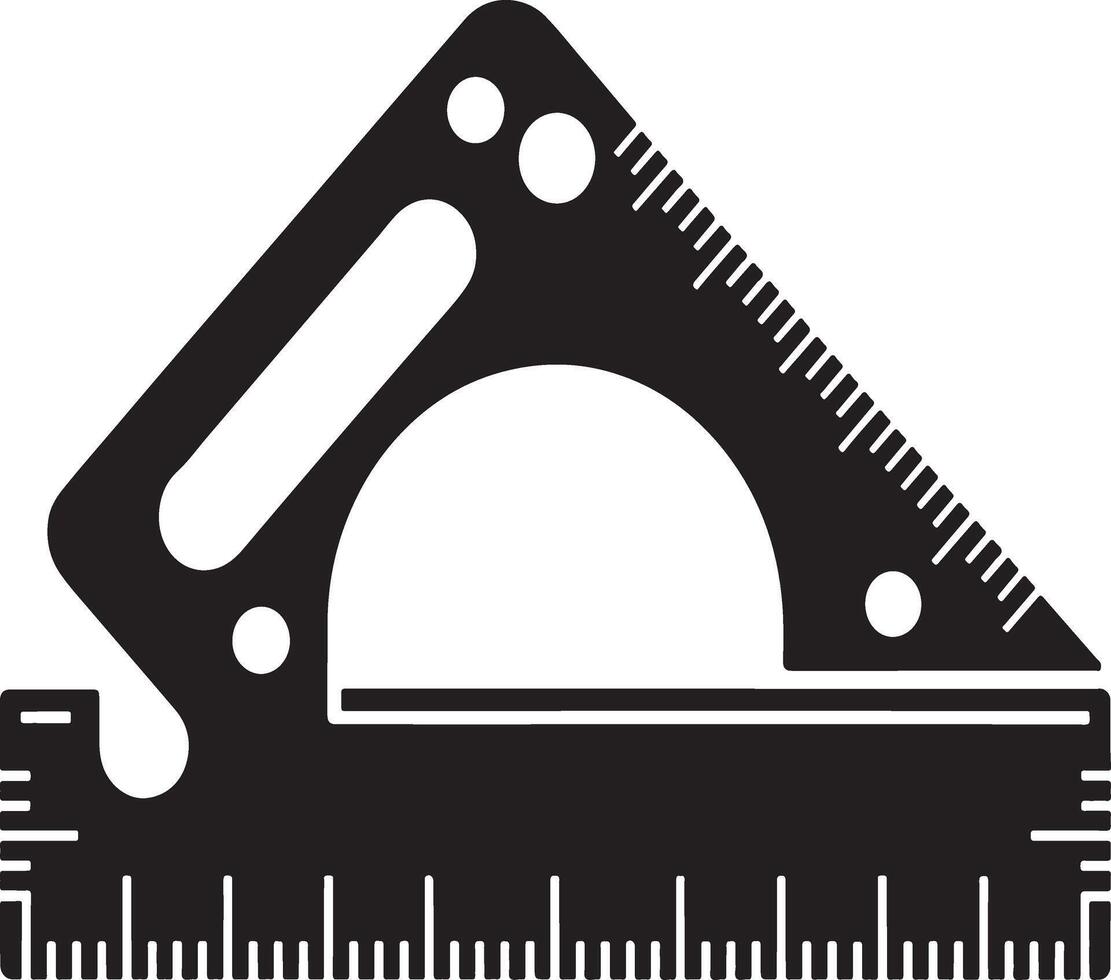 Black and white illustration of a combination square and ruler vector