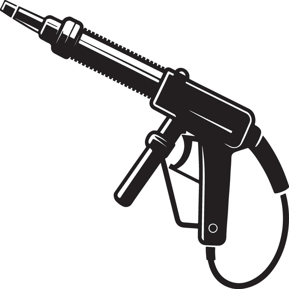Black and white illustration of a high pressure water gun nozzle vector