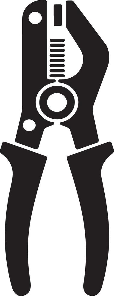 Black and white illustration of wire stripping pliers for electrical work vector