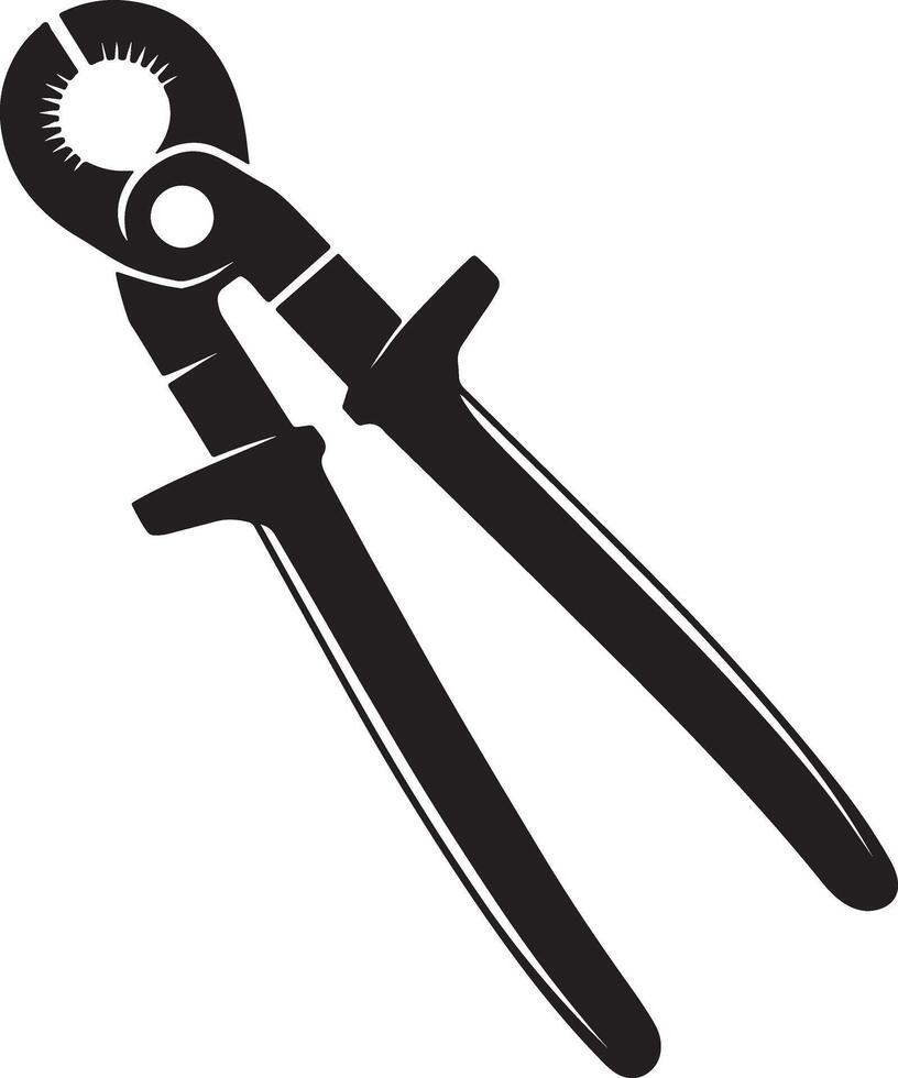 Black silhouette of a pair of heavy duty cable cutters vector