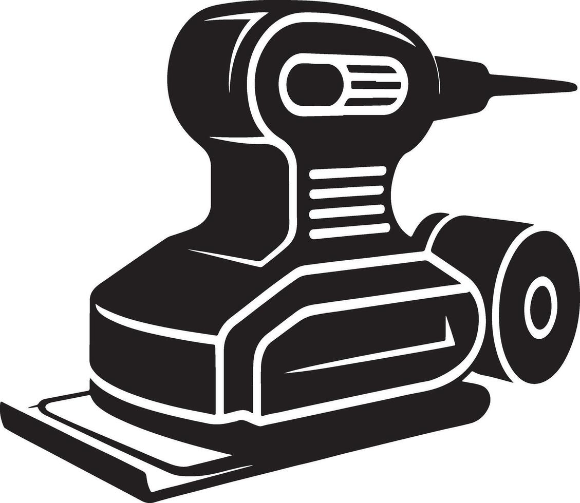 Black and white illustration of a random orbital sander power tool vector