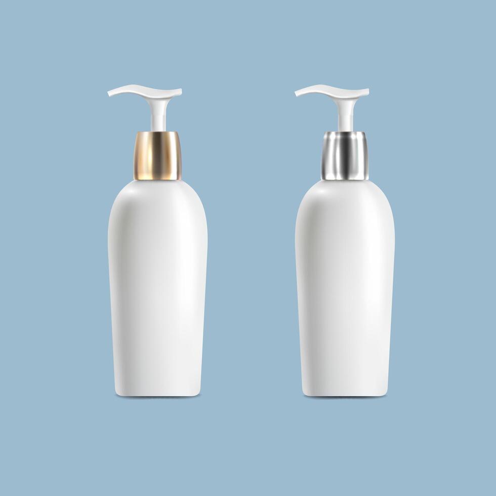 White blank cosmetic spray container, mockup set vector