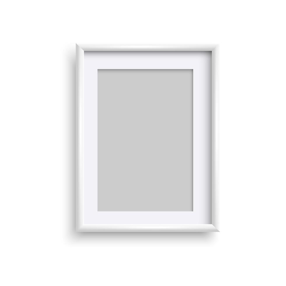 Rectangle white blank vertical frame with white paper vector