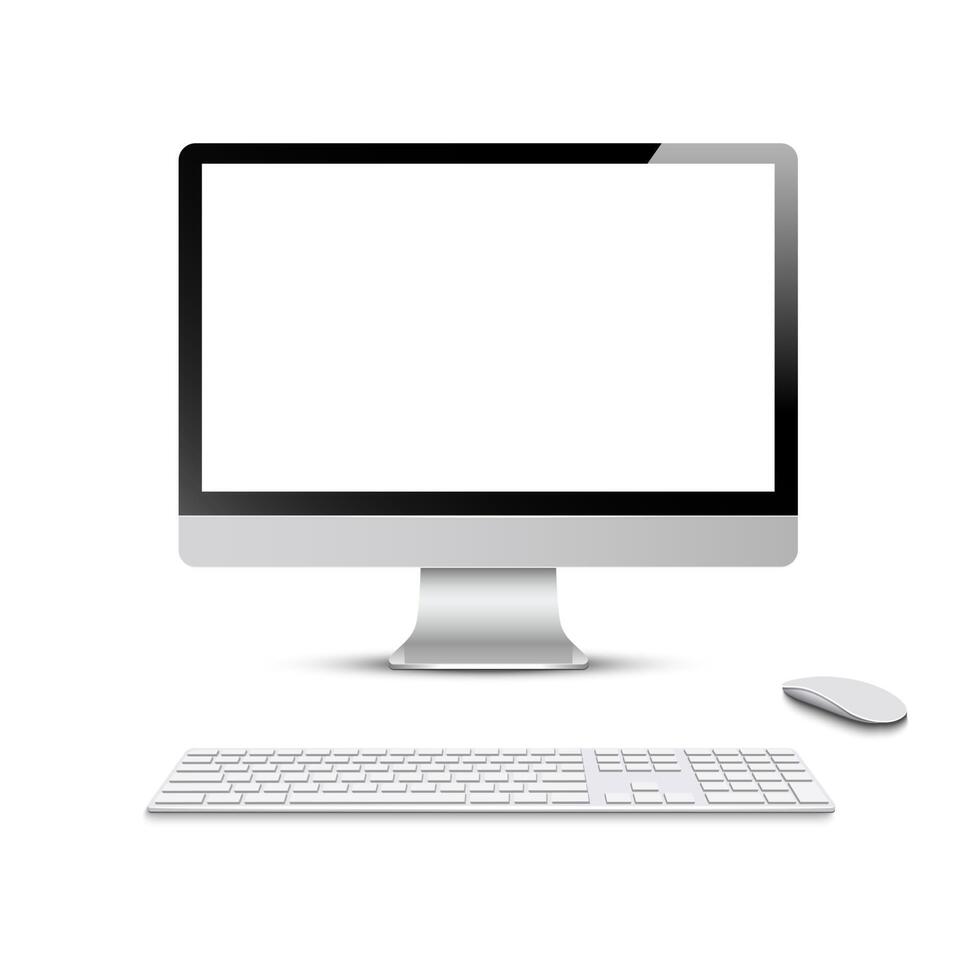 Monitor with keyboard and computer mouse vector