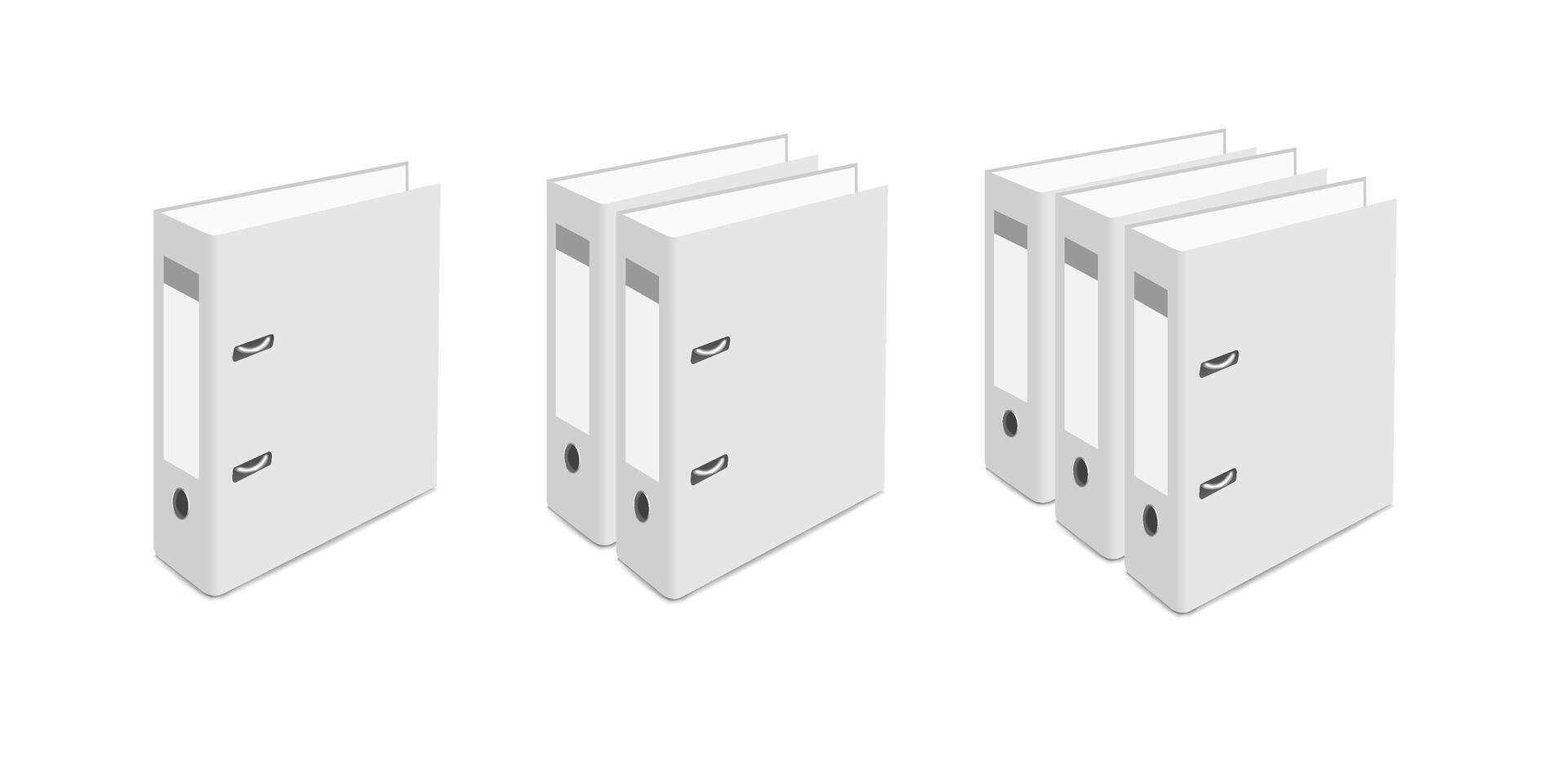 White office binders, folders set mockups vector