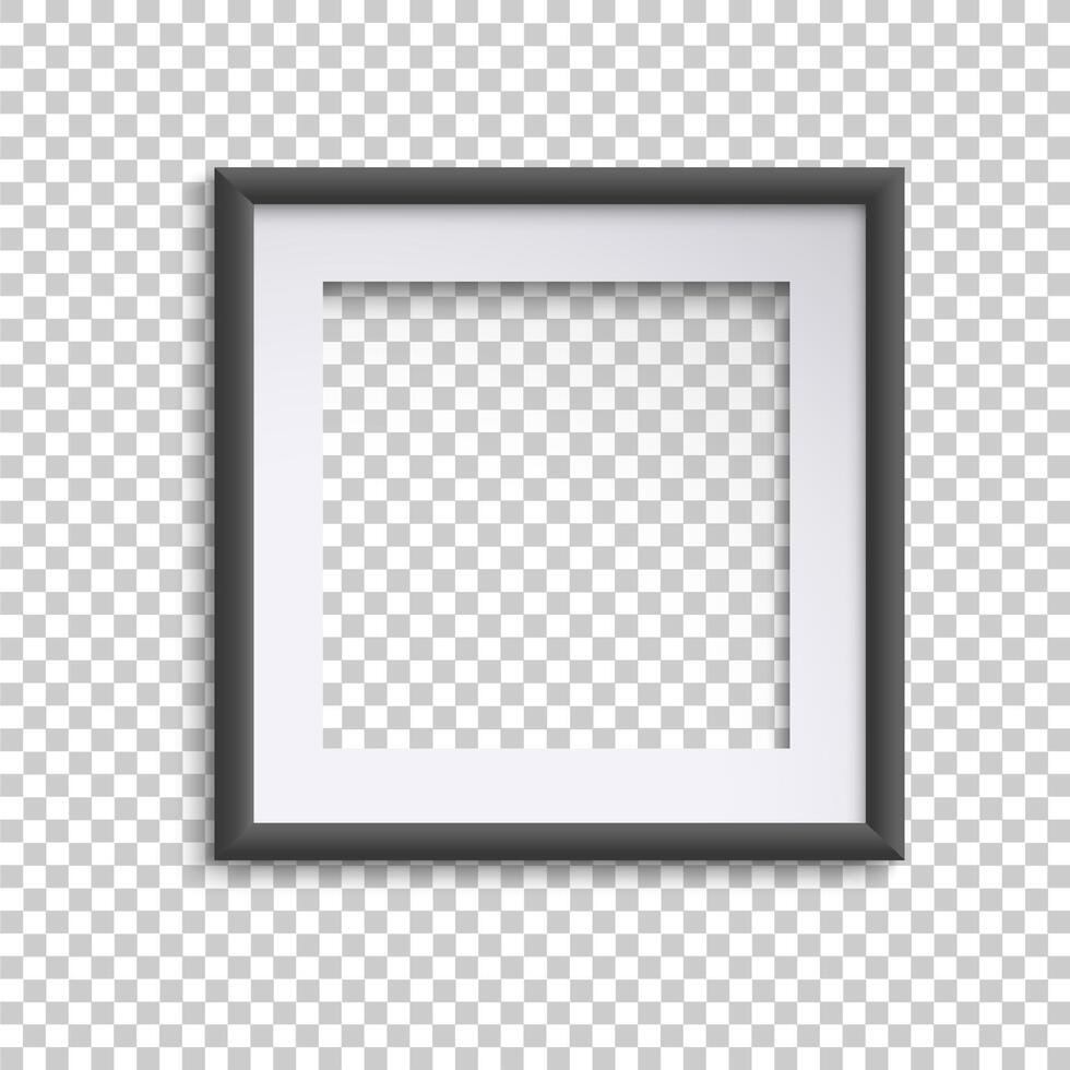 Blank white and black picture frame, square empty picture frame vector