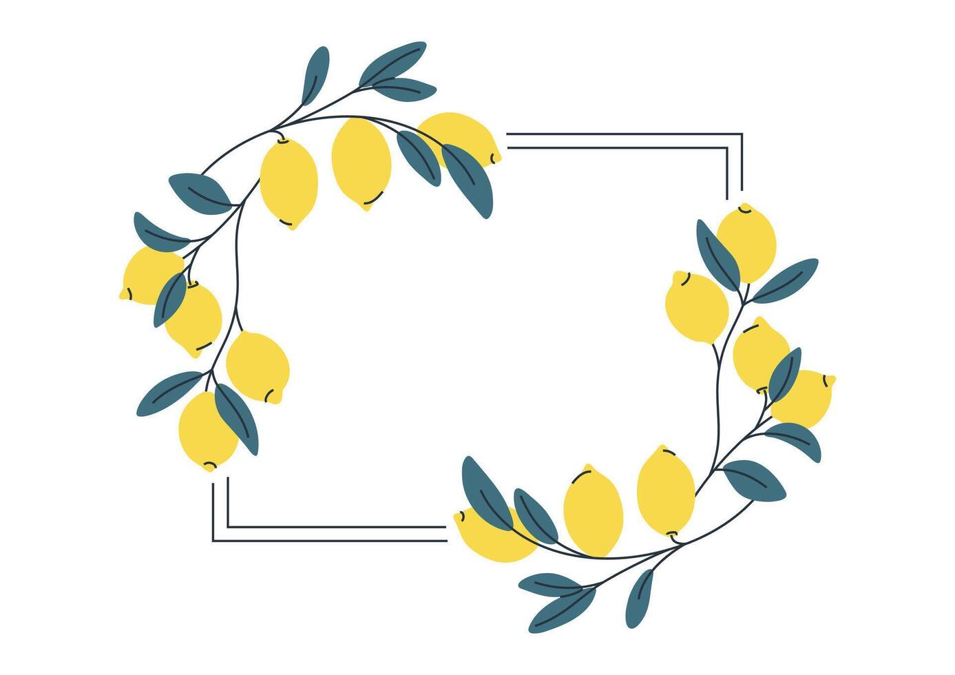 Decorative rectangular frame with lemons, perfect for summer designs vector
