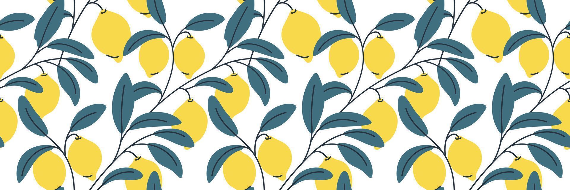 Botanical seamless pattern, fresh lemons on a white background vector