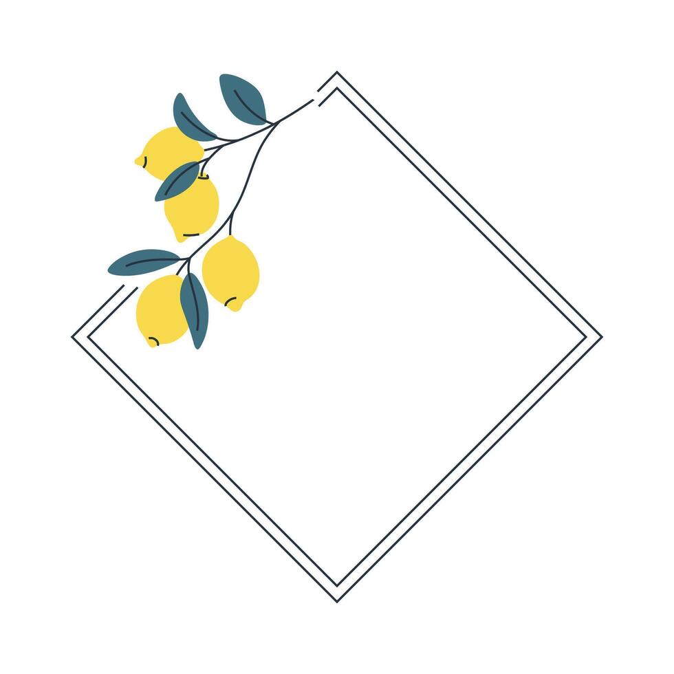 Decorative diamond-shaped frame with lemons, perfect for summer designs vector