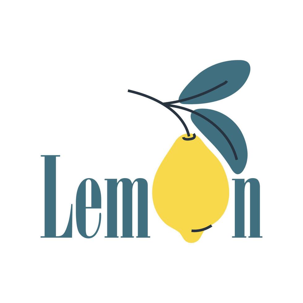 Simple lemon logo with natural botanical elements vector