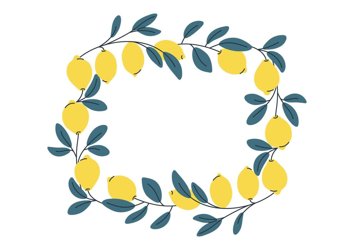 Decorative rectangular lemon frame, perfect for summer designs vector