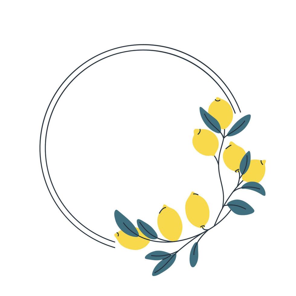 Decorative lemon round frame, perfect for summer designs vector