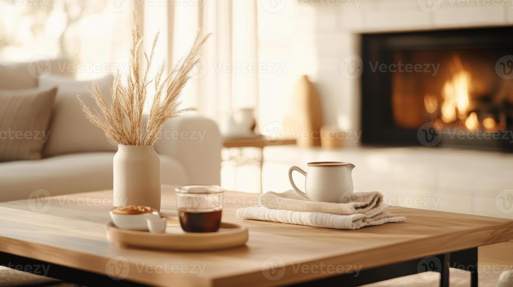 Friends enjoy tea and meaningful conversations around a warm fireplace in a welcoming traditional living room photo