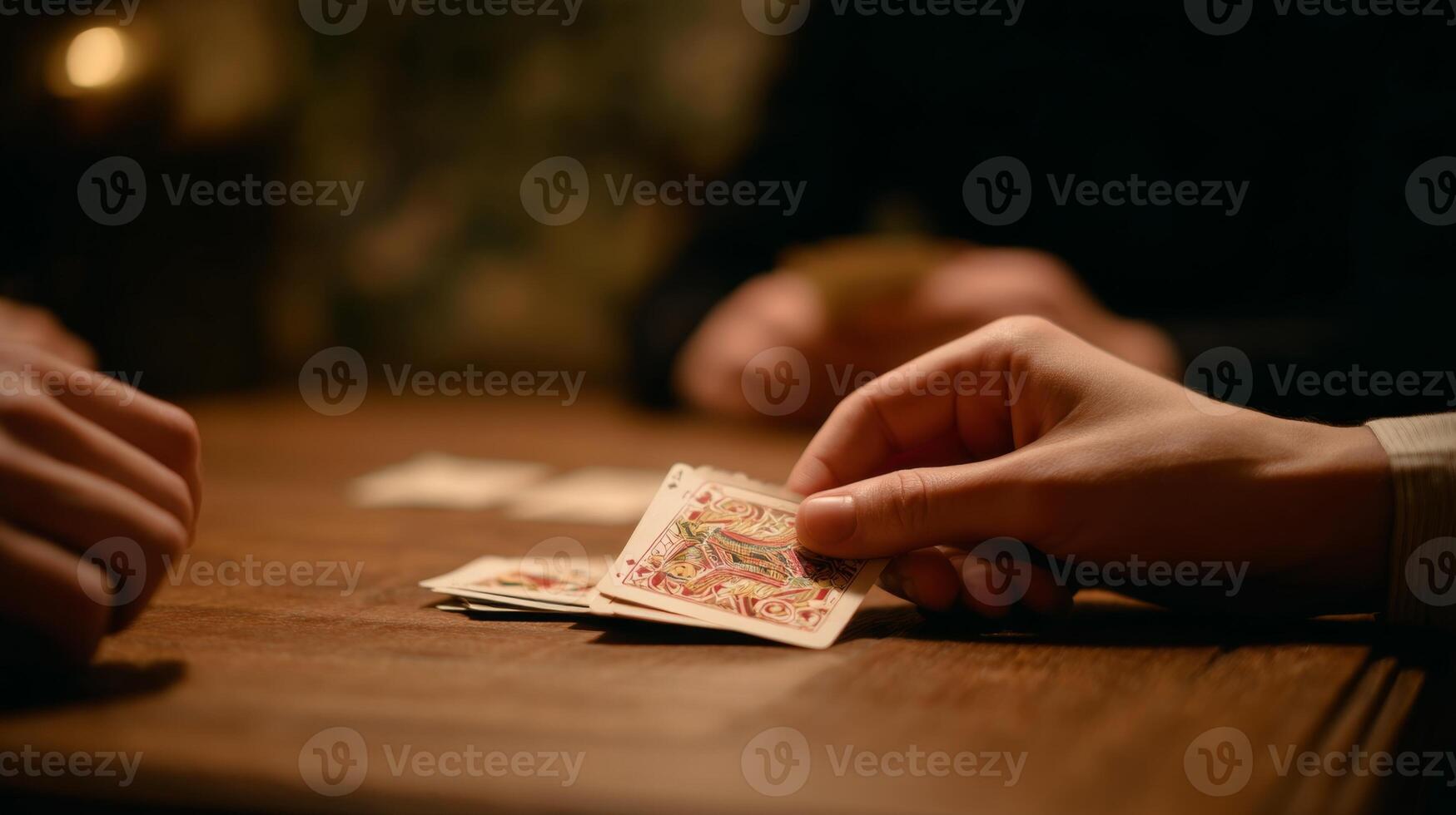 Friends enjoy a classic poker game in a warm, nostalgic atmosphere filled with vintage charm photo