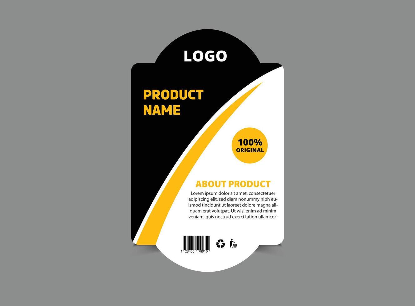 Bottle Label Design Template Black And Yellow Brand Name Packaging Product Illustration vector