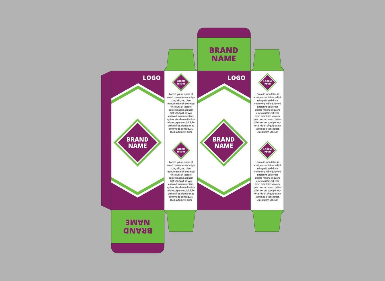 Packaging Design Template Product Purple And Green With Logo Brand Name Product Illustration vector