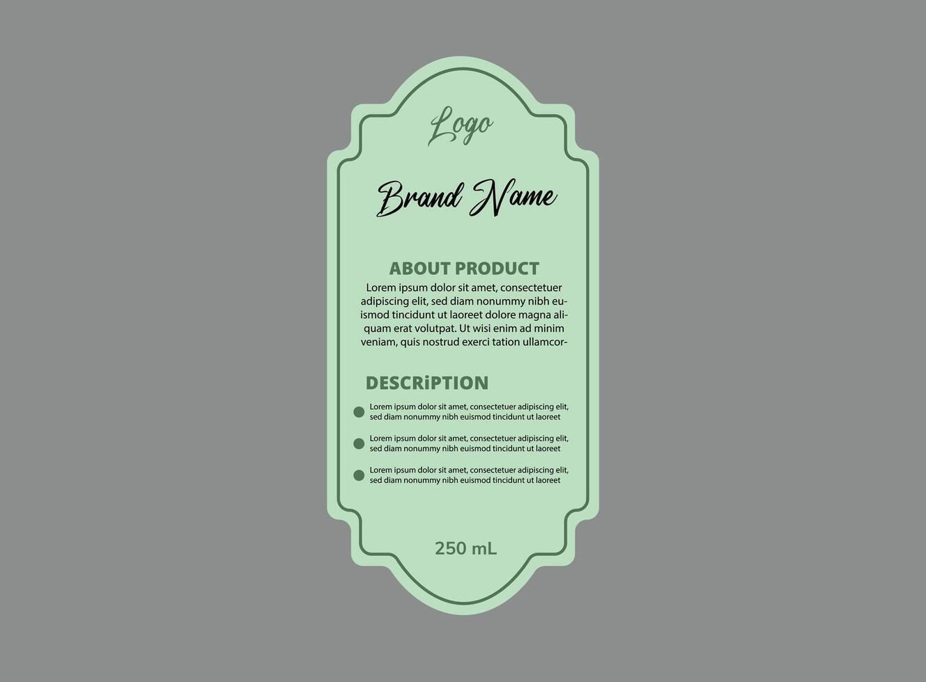 Bottle Label Template Design Green Brand Name Packaging Product Illustration vector