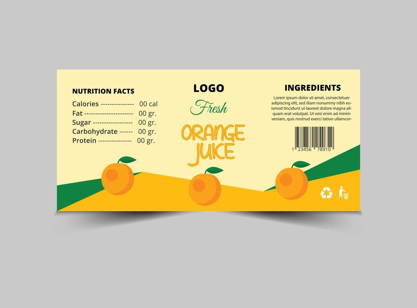 Bottle Label Orange Juice Product Template Design Brand Name Packaging Illustration vector