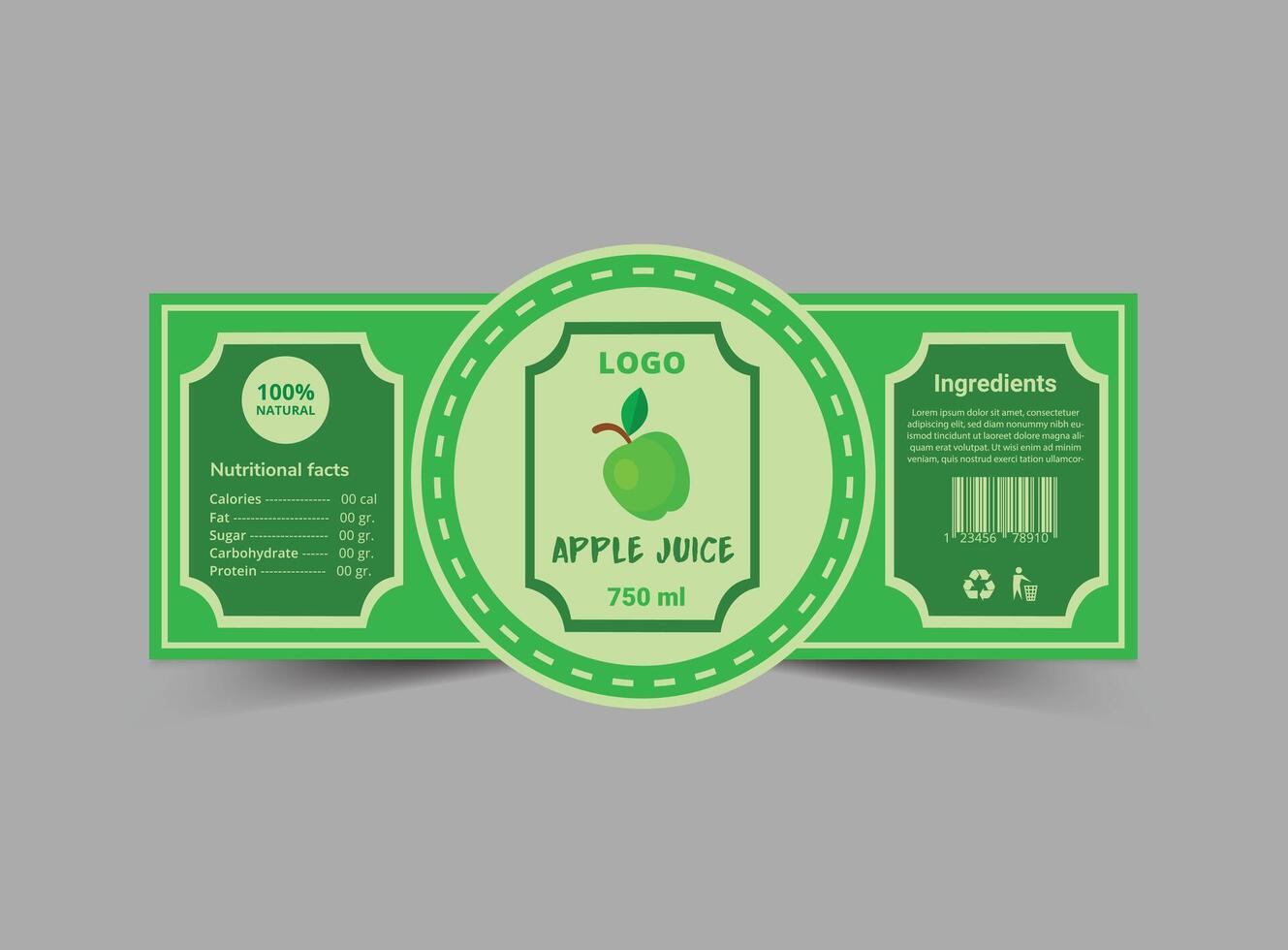 Bottle Label Apple Juice Product Template Design Brand Name Packaging Illustration vector