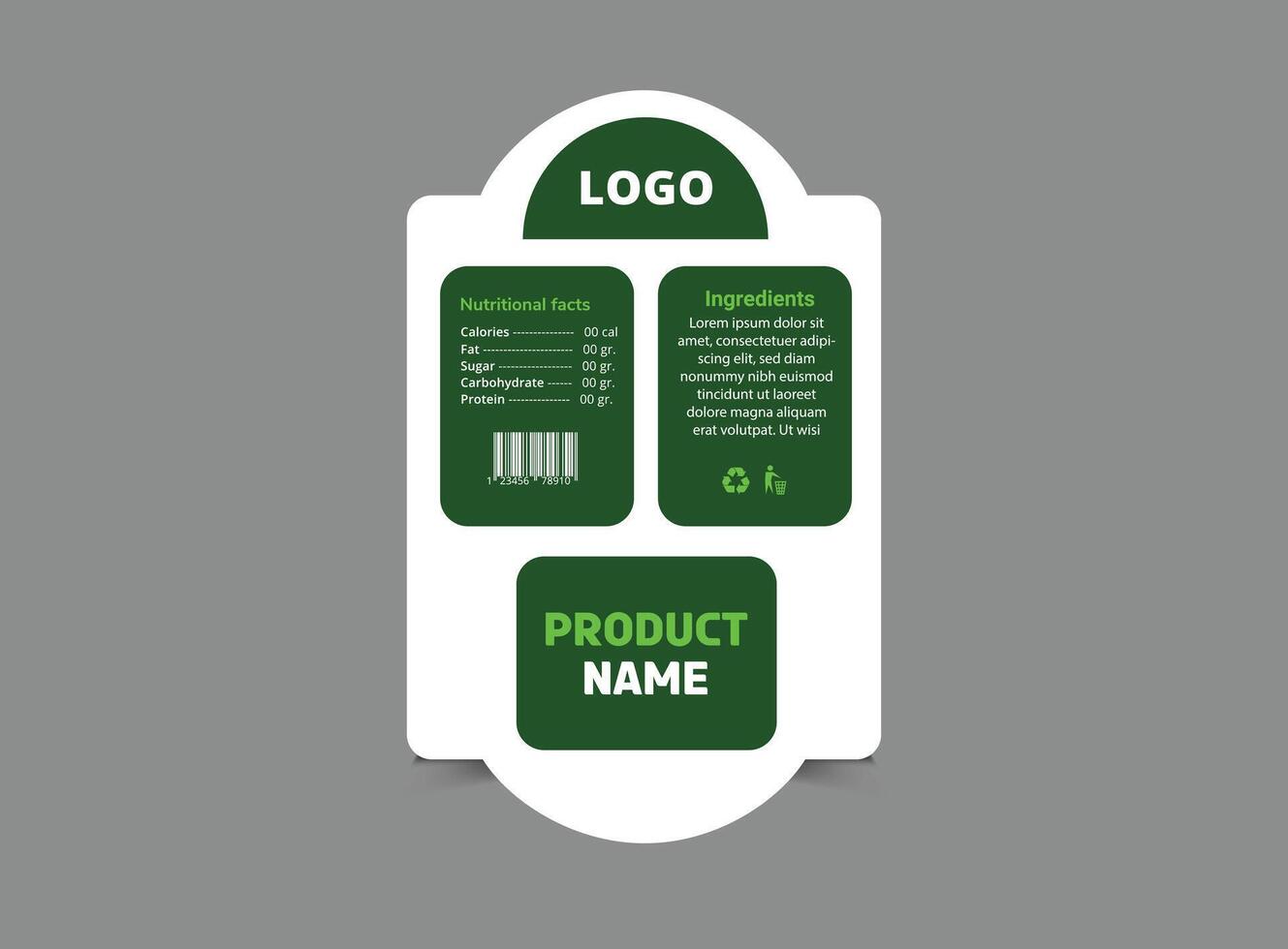 Bottle Label Template Design Green Product Name Packaging Illustration vector