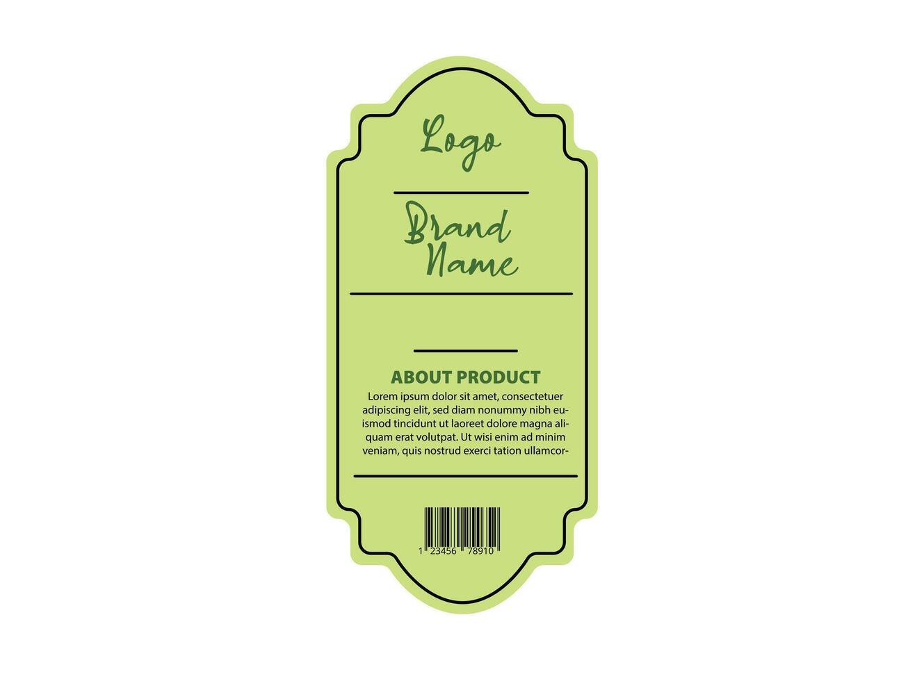 Bottle Label Template Design Green Color Brand Name Packaging Product Illustration vector