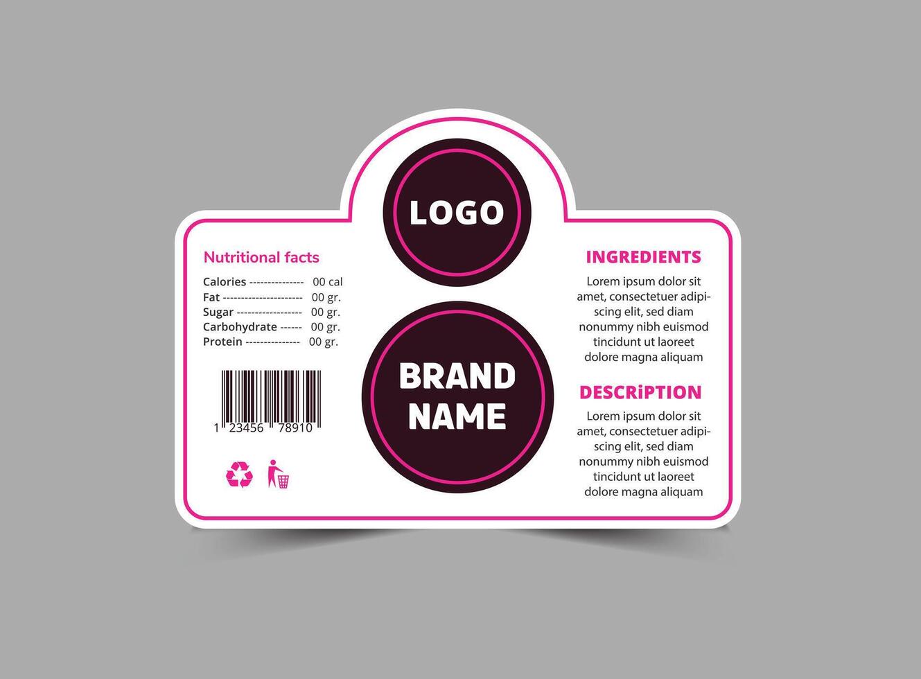 Bottle Label Brand Name Template Design Purple Packaging Product Illustration vector