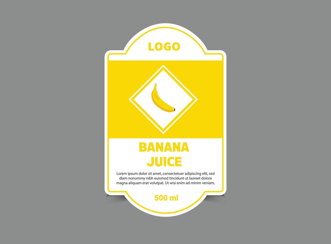 Bottle Label Template Design Banana Juice Brand Name Packaging Product Illustration vector