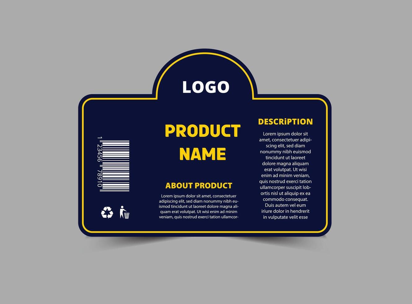 Bottle Label Brand Name Template Design Blue And Yellow Packaging Product Illustration vector