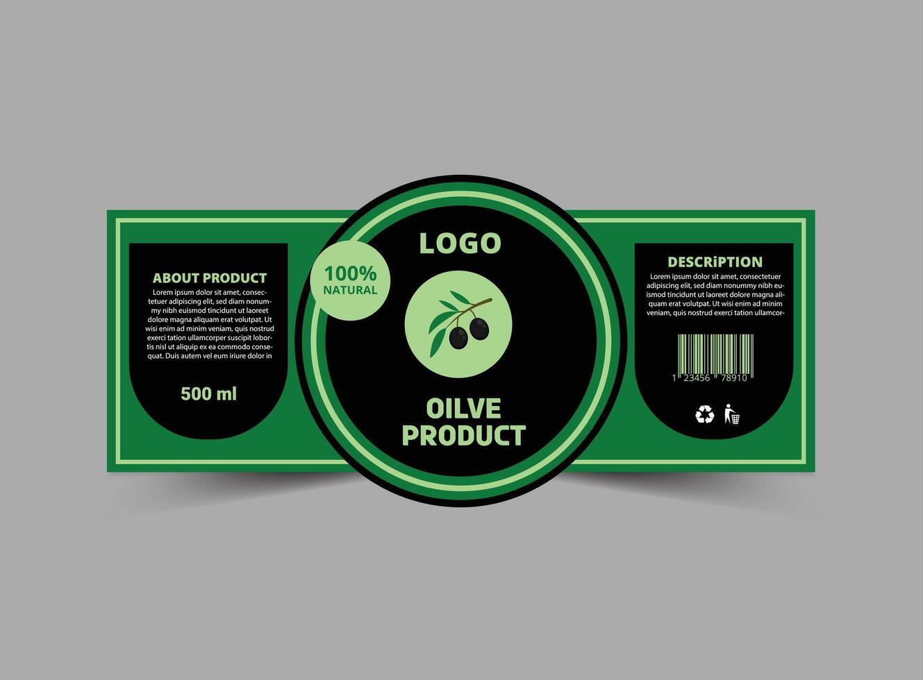 Bottle Label Olive Product Template Design Brand Name Packaging Illustration vector