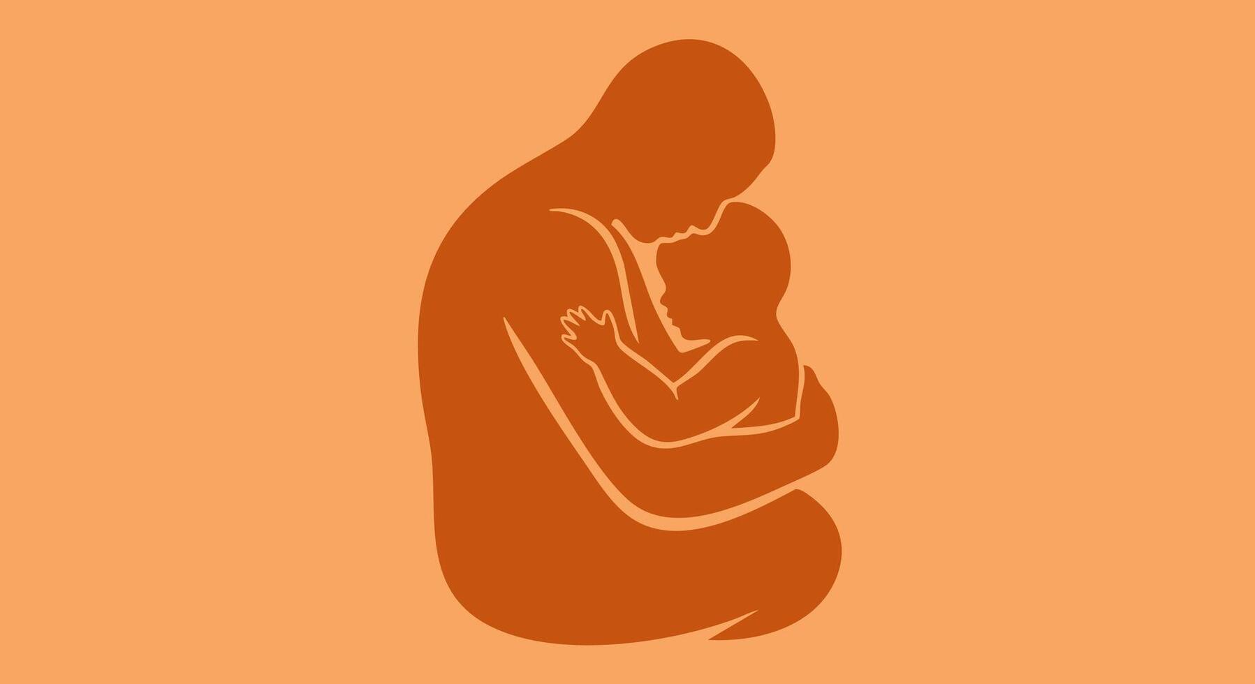 A silhouette of a man holding a baby vector