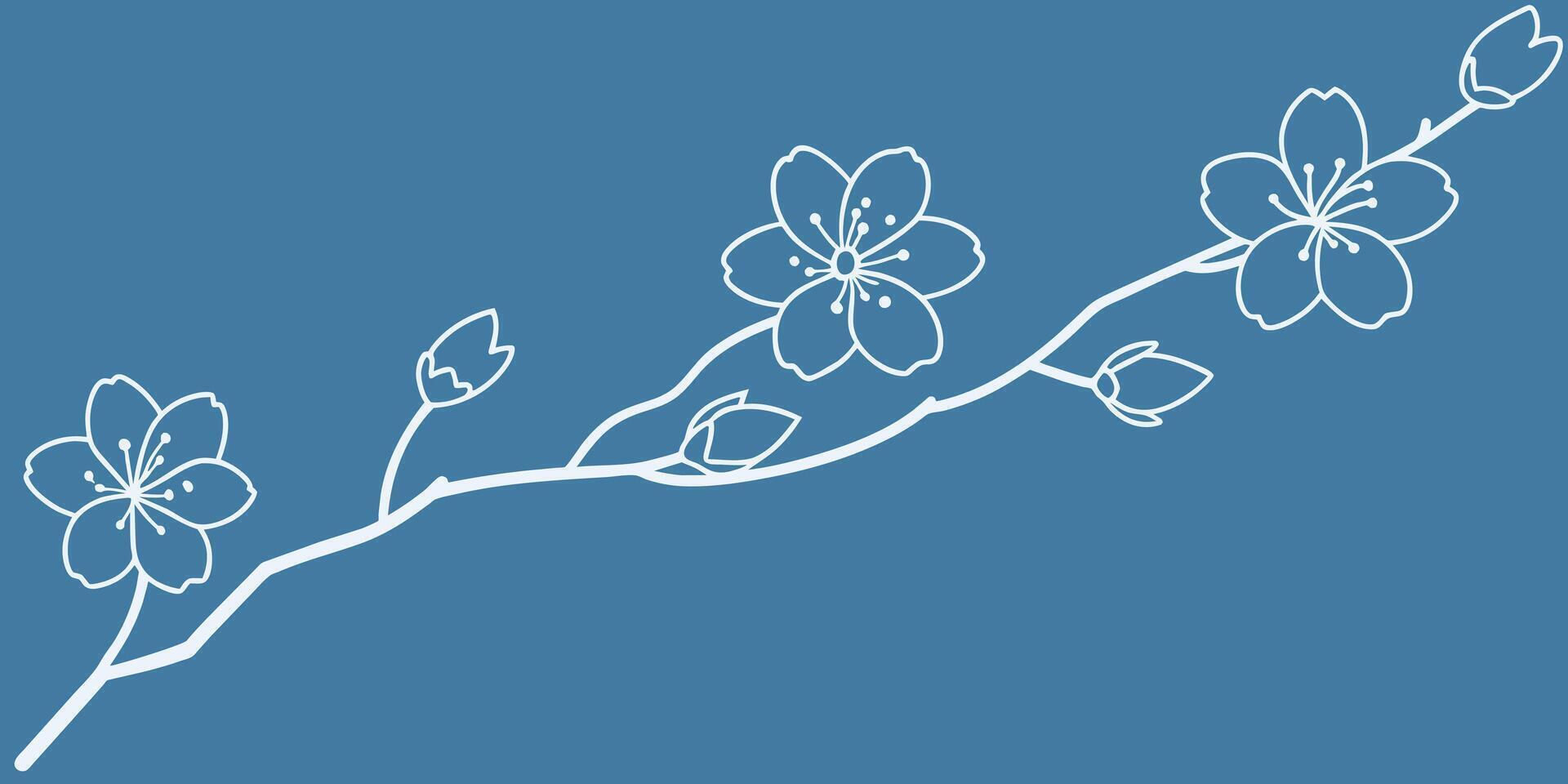 a delicate cherry blossom branch against a blue background vector