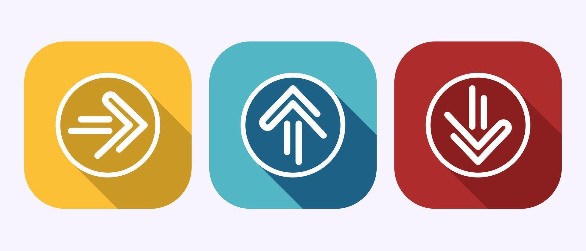 Arrow icon design illustration, arrow symbol in shadow button design vector