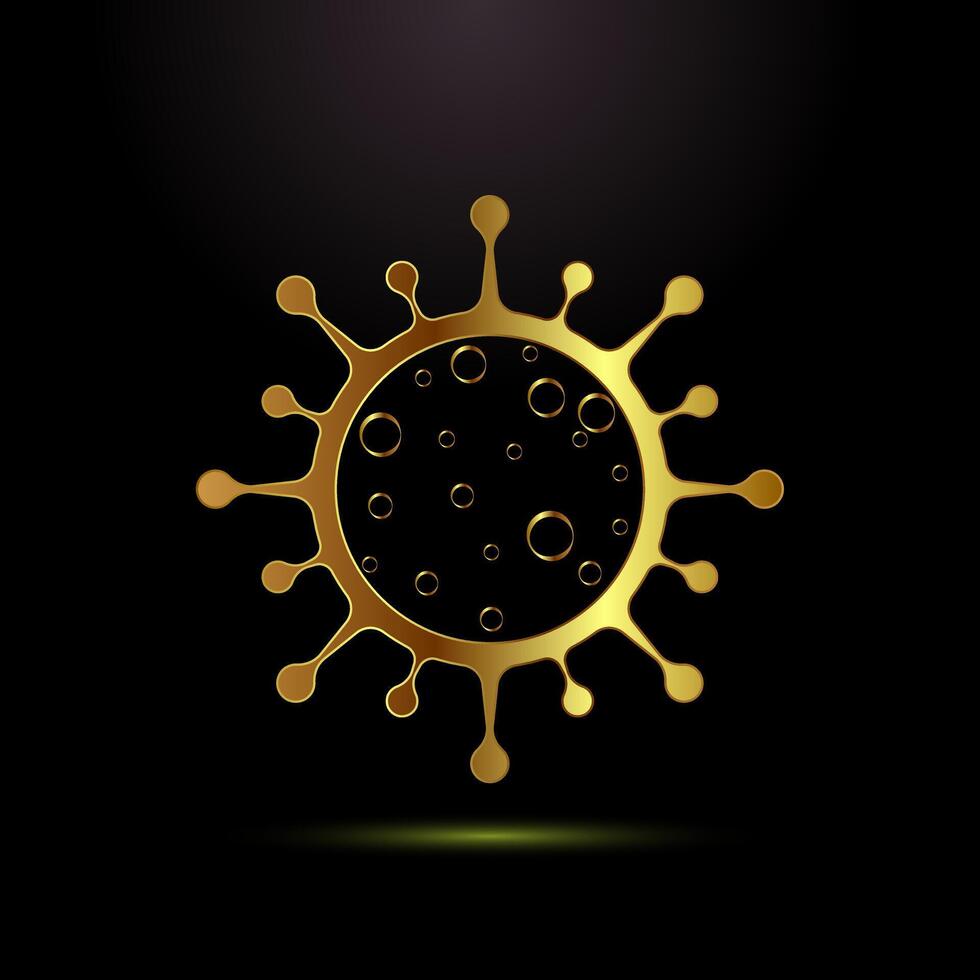 Virus, bacteria icon design illustration. Microbe bacteria sign in gold color style vector