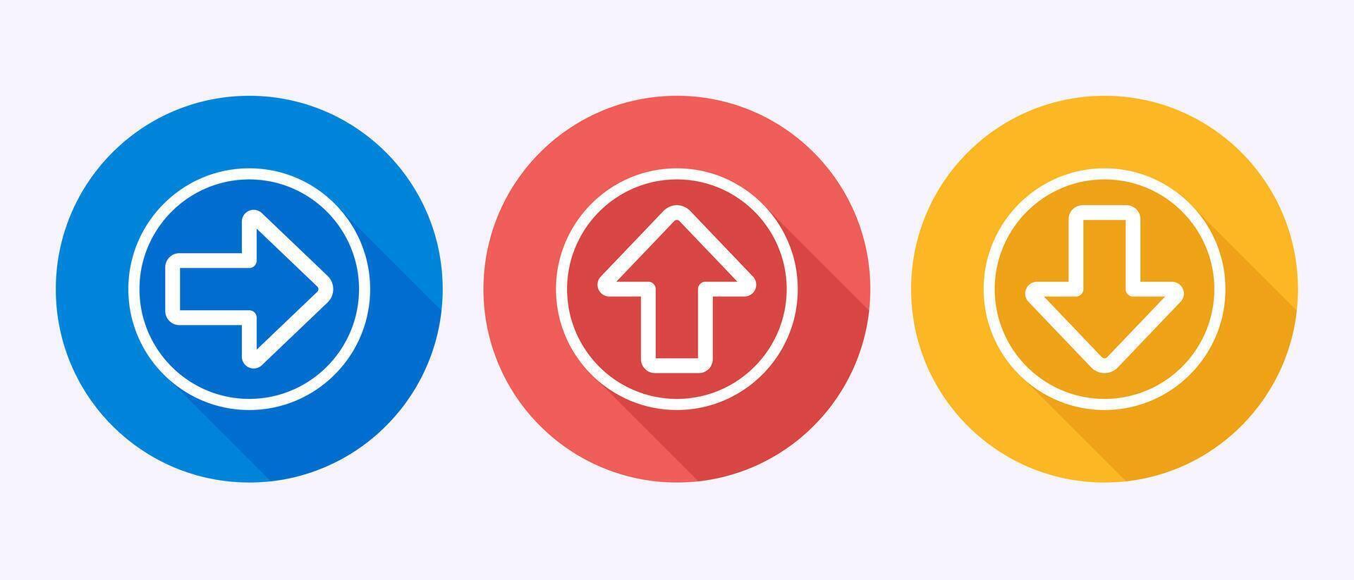 Arrow icon, arrow sign symbol in shadow button design vector