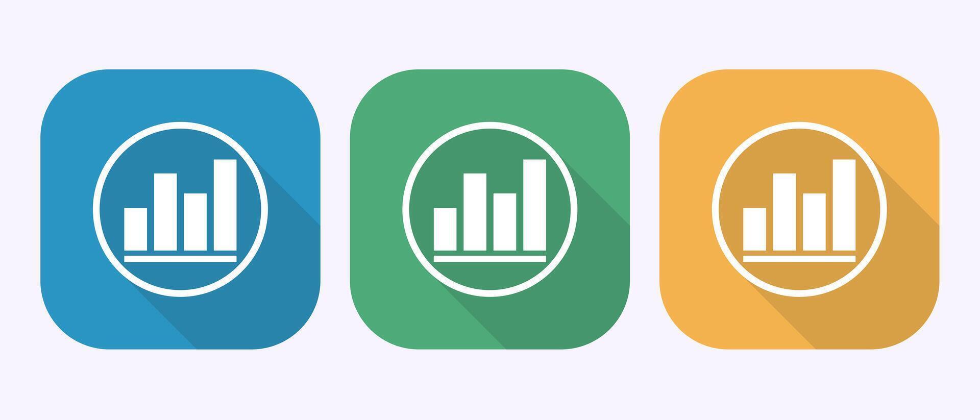 Bar chart icon illustration, Graph logo, Growth chart symbol in shadow button design vector