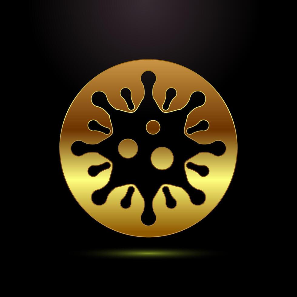 Virus, bacteria icon design. Microbe bacteria sign symbol in gold color style vector