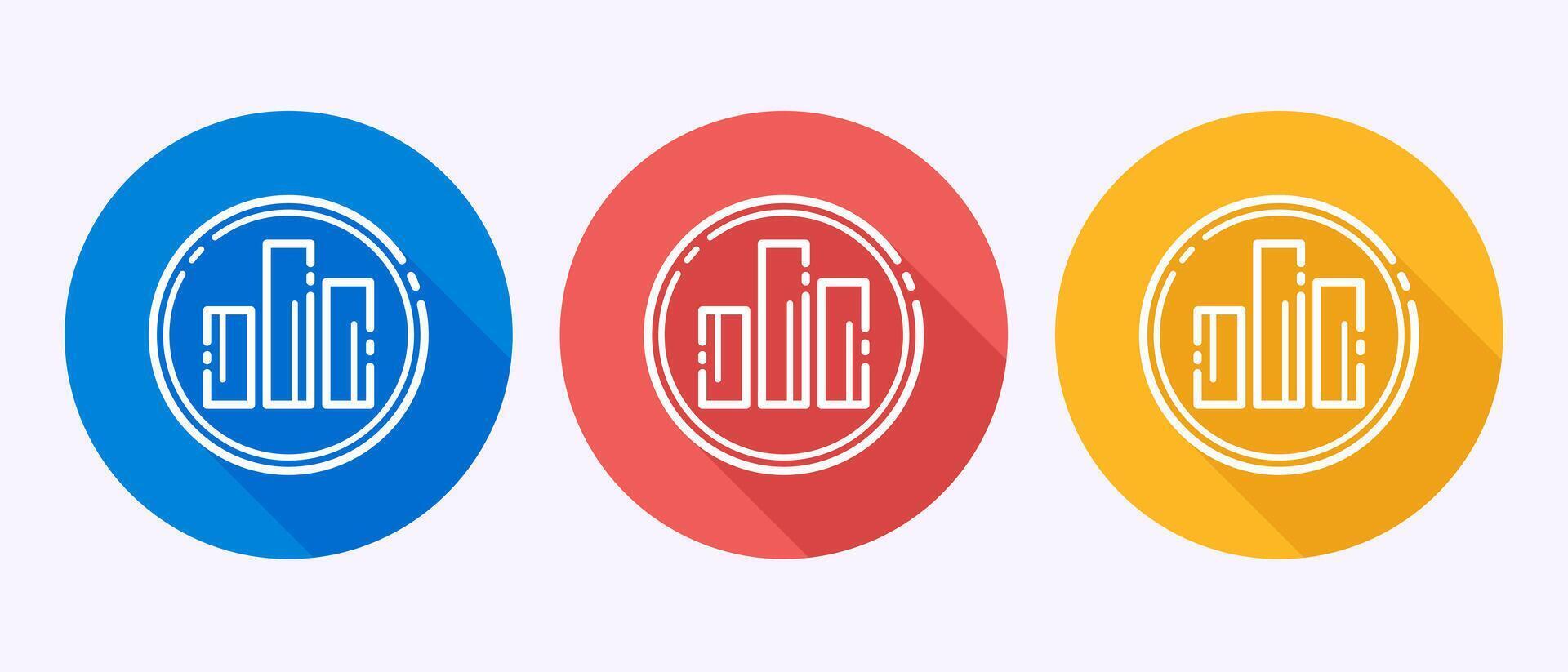 Bar chart icon, Graph logo, Growth chart sign in shadow button design vector