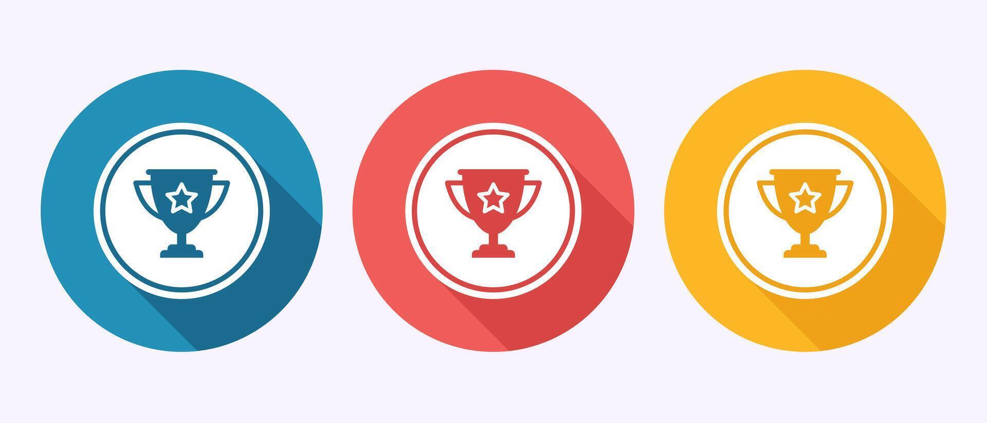 Award icon design, Winning icon, Champion sign symbol in shadow button design vector