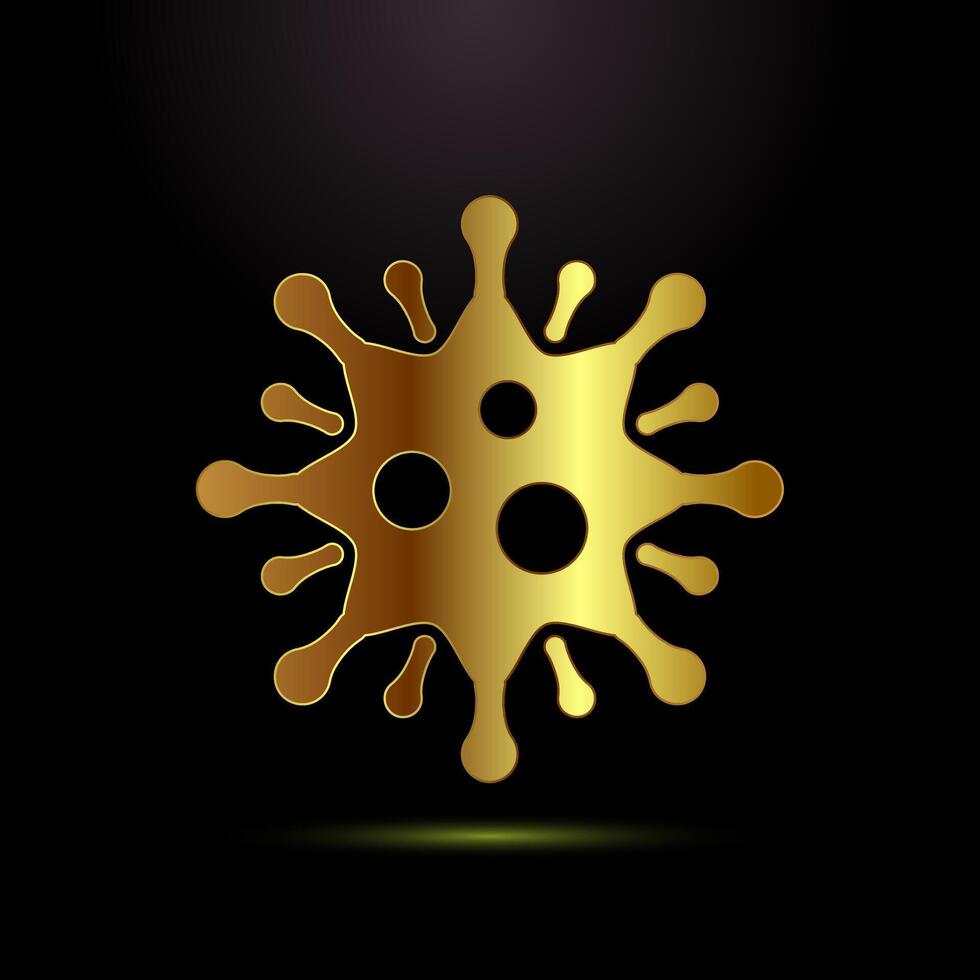 Virus, bacteria icon. Microbe bacteria sign symbol in gold color style vector